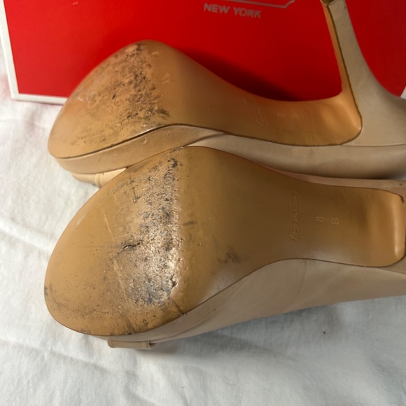 Coach Aliya Peep Toe Natural Platform Heels - Picture 6 of 6